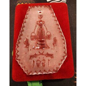 1991 Waterford Crystal Annual Christmas Ornament With Box & Red Velvet Pouch